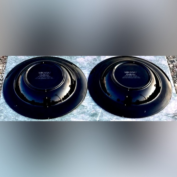Vintage (set of 2) Discontinued Mikasa Galleria OPUS BLACK 9.5" Soup Salad Bowls - Picture 9 of 10